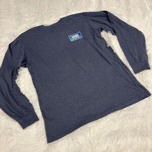 Vans Long Sleeve T Shirt Print Box Back Checkerboard Graphic Blue Mens Size M